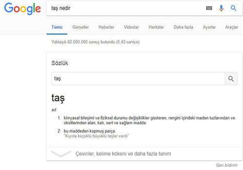 Google Sözlük Taş Nedir